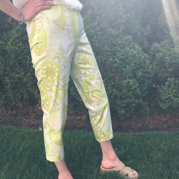 Vintage Lime Green Patterned Pants - Picture 5 of 5